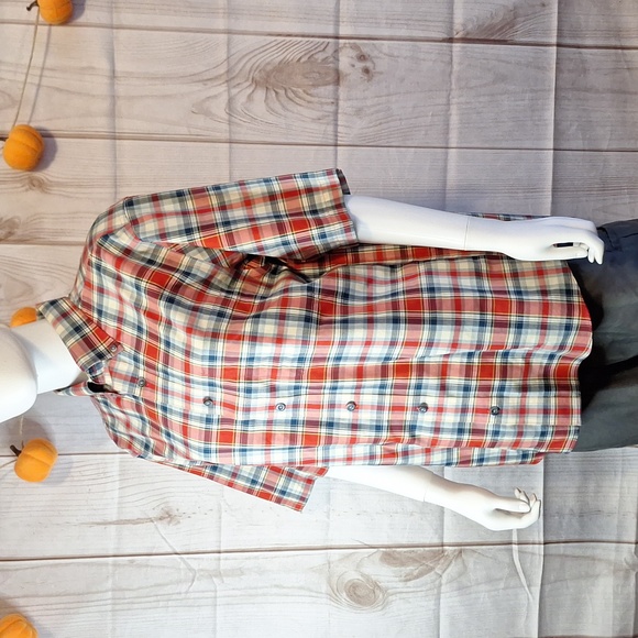 Cabela’s Mens Red Blue Plaid Outfitter Series Shirt M Med Lk New - Picture 2 of 8